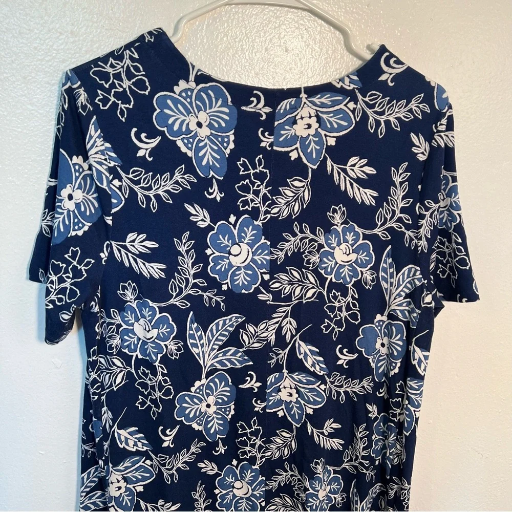 Loft Tropical Print Shift Dress Navy Blue Floral_9